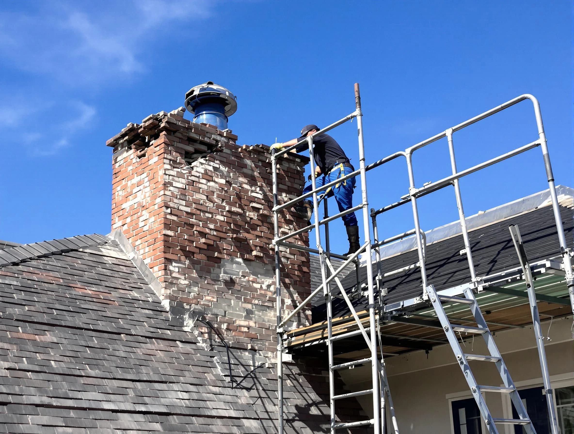 Rebuilding a chimney structure by Dormont Chimney Sweep in Dormont, PA