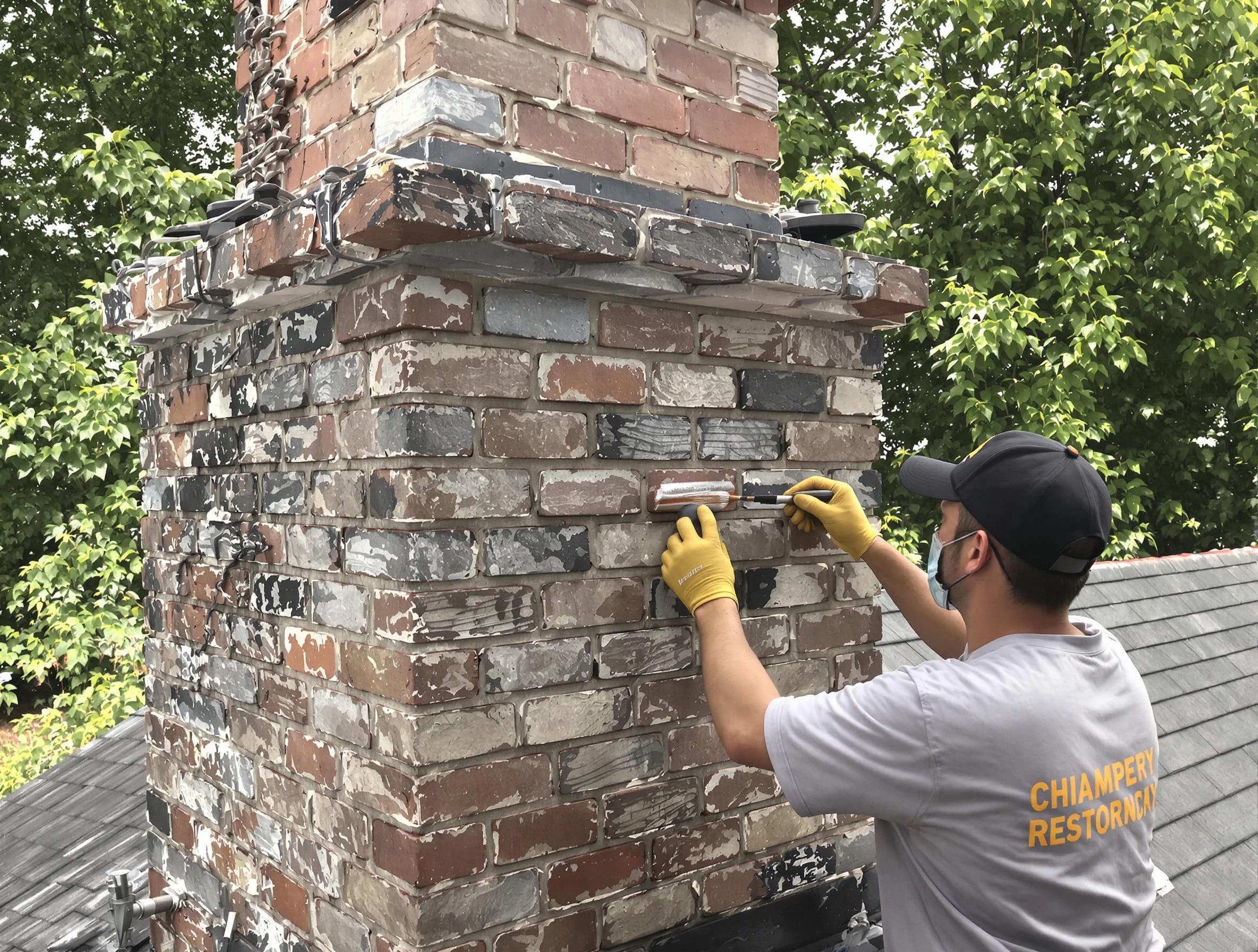 In-progress chimney restoration by Dormont Chimney Sweep in Dormont, PA