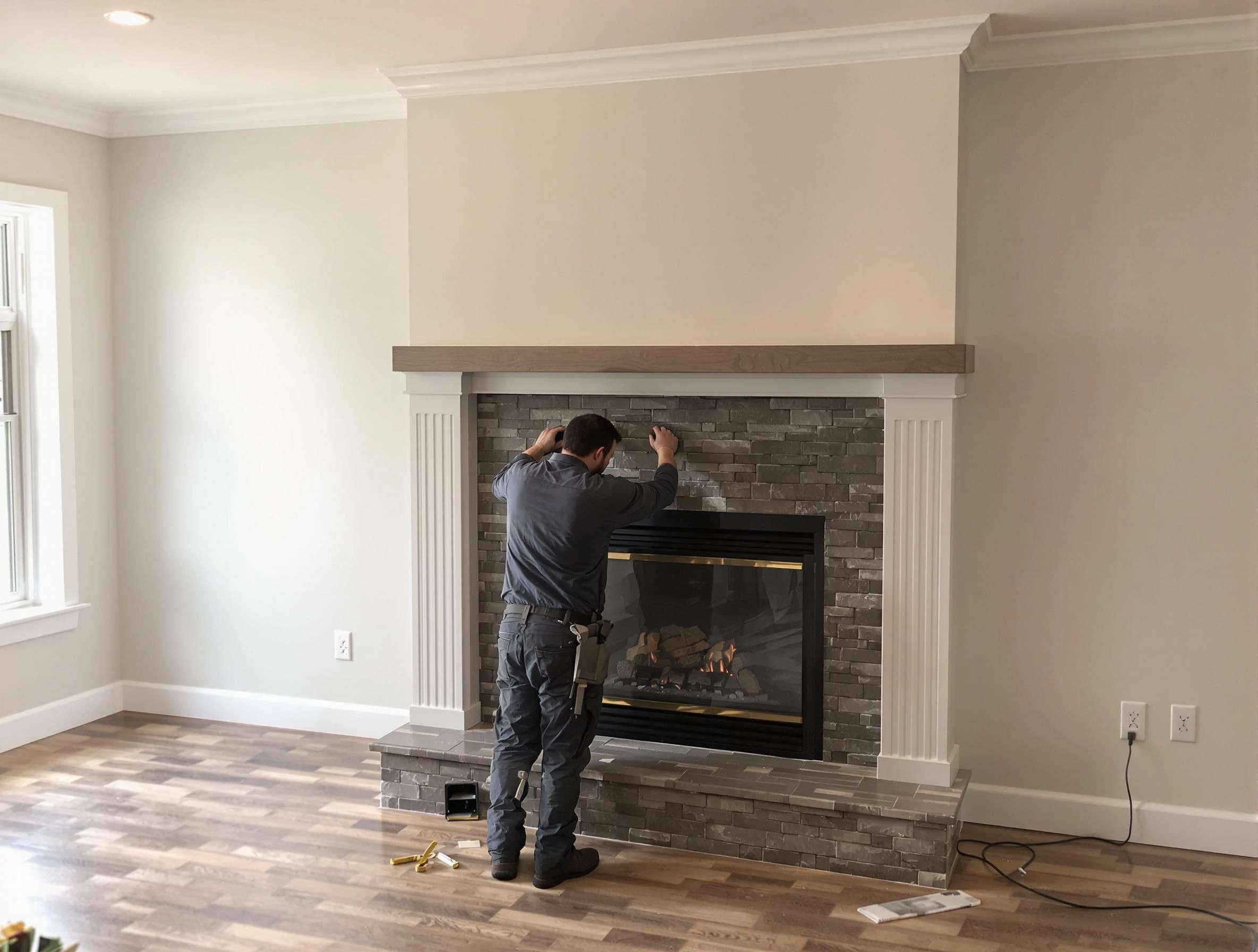 Dormont Chimney Sweep finishing a custom fireplace install in Dormont, PA