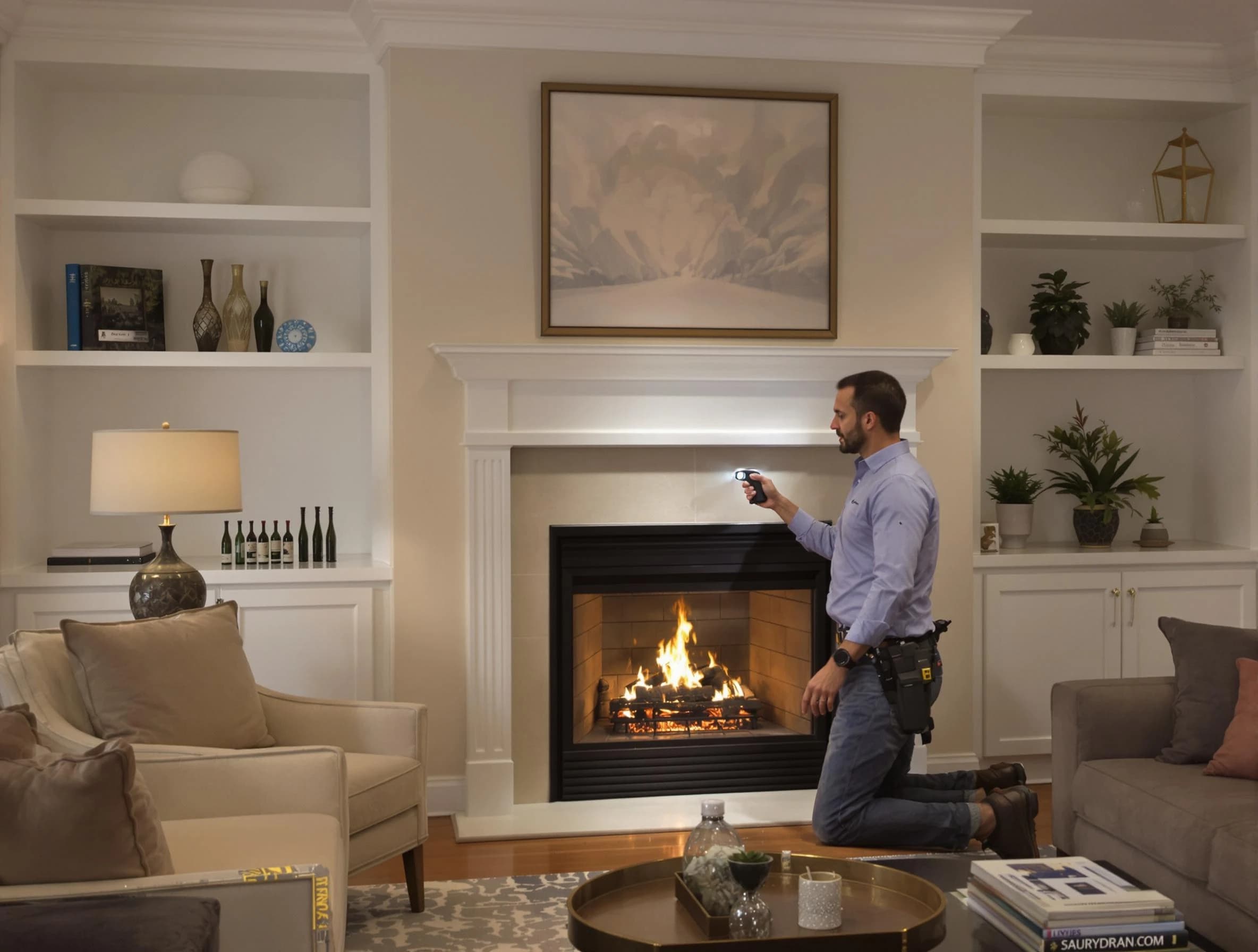 Dormont Chimney Sweep conducting a fireplace safety inspection in Dormont, PA