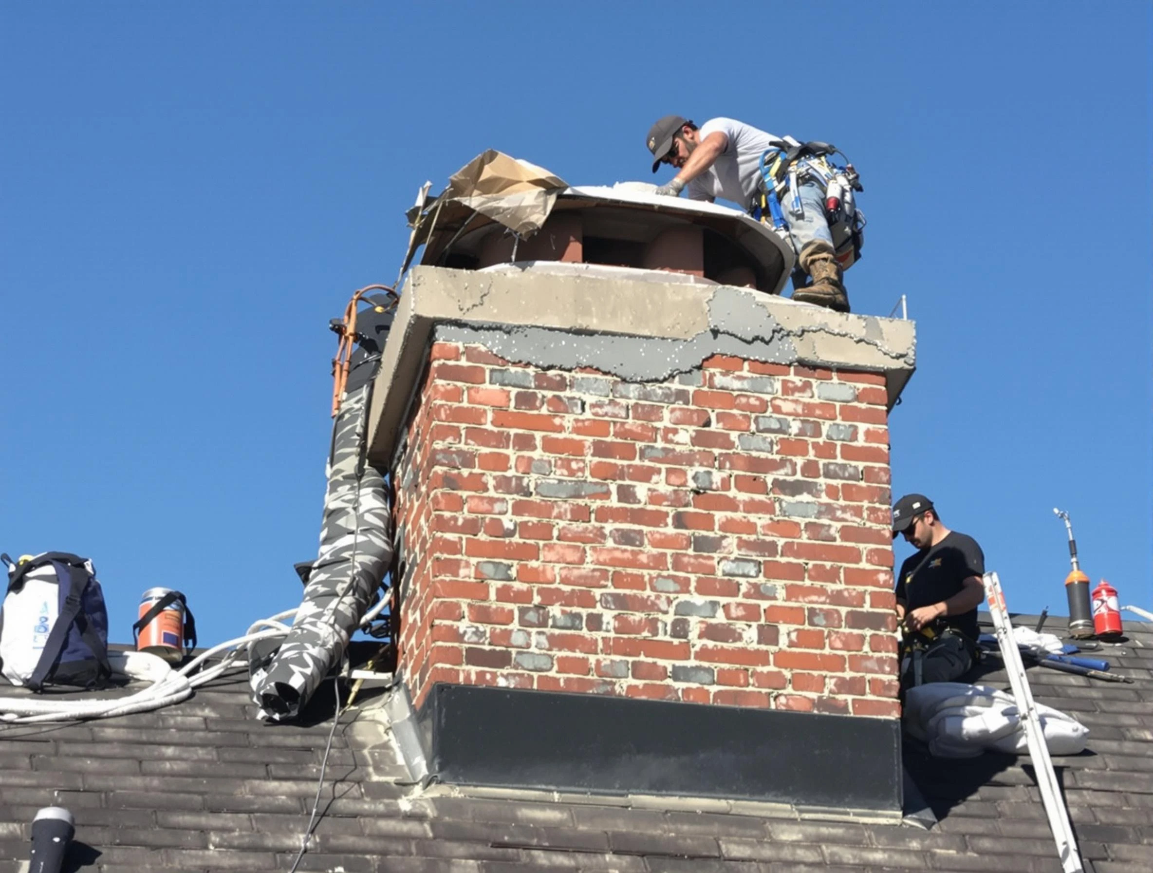 Dormont Chimney Sweep installing a custom chimney crown in Dormont, PA