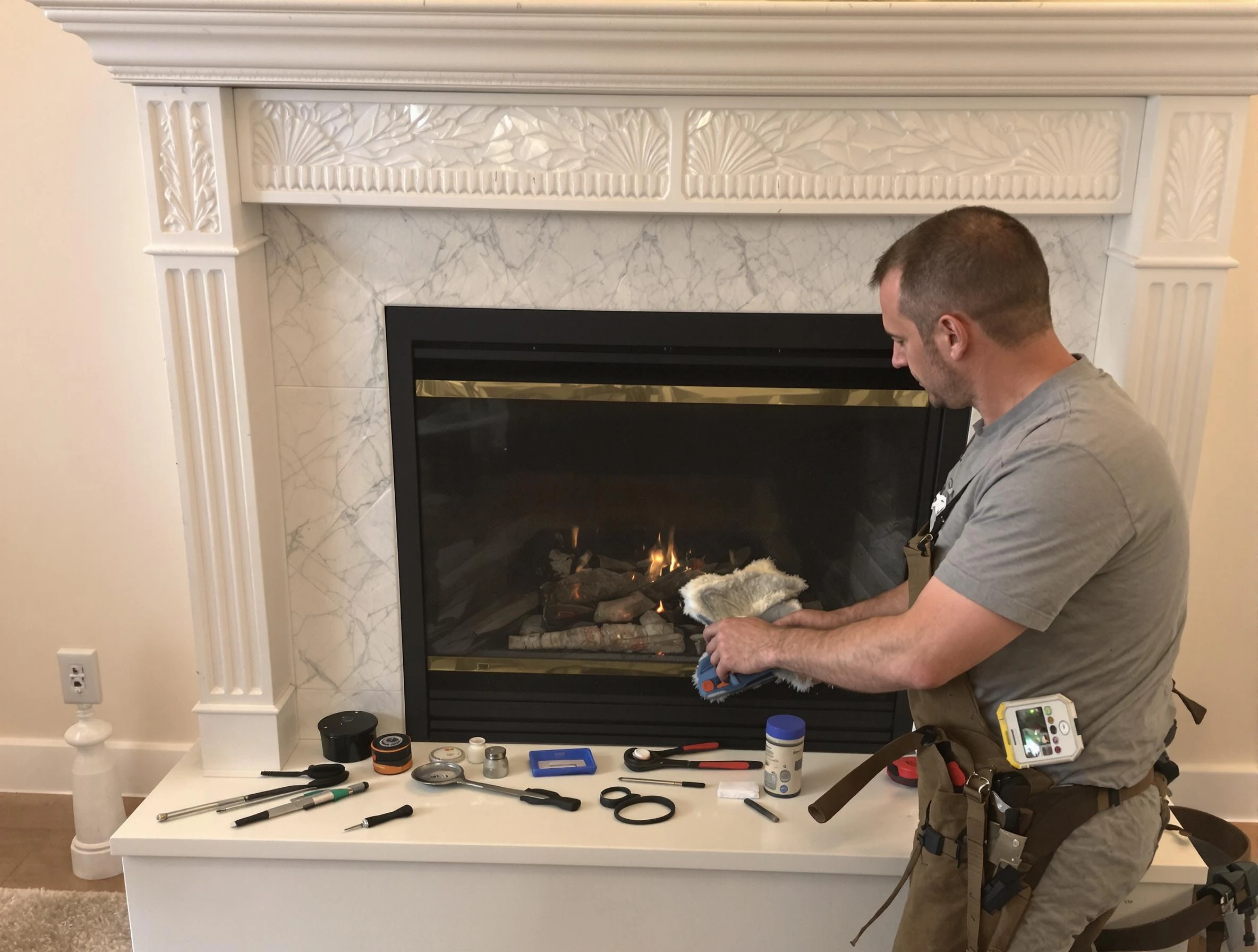 Dormont Chimney Sweep performing fireplace maintenance in Dormont, PA